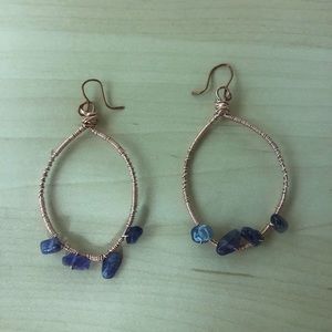 Copper wrapped amythest hoop earrings